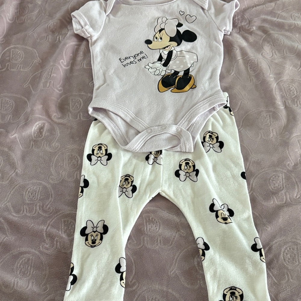 Disney Minnie Mouse Baby Bodysuit Set - Cream and Black